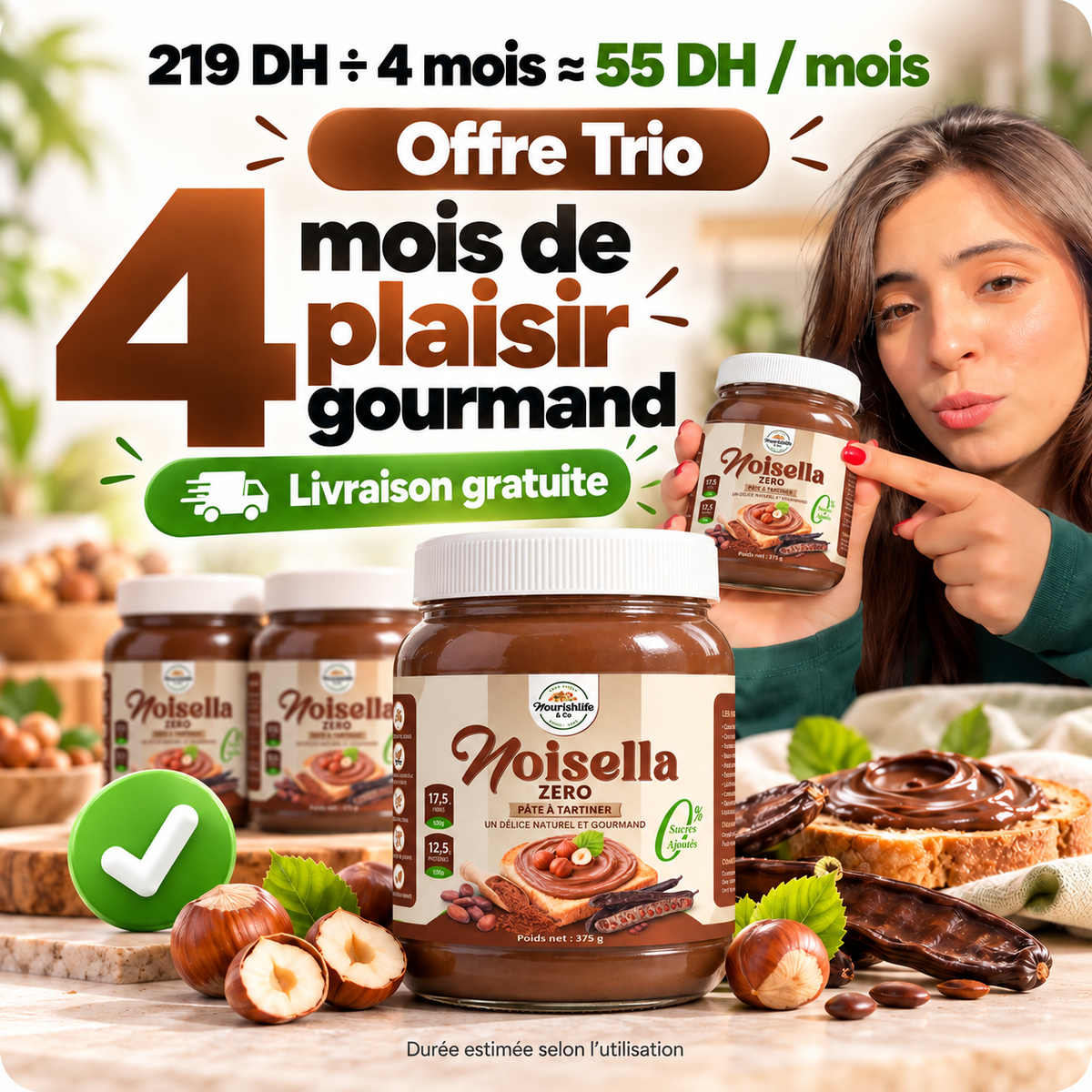 Noisella sans sucre - Offre trio