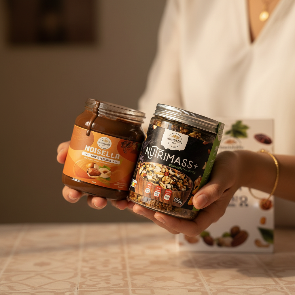 Hands presenting both jars together