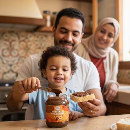 Moroccan father and child with Noisella